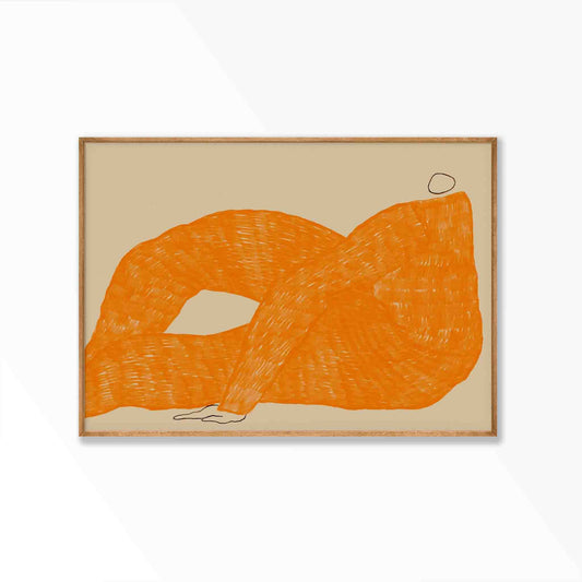 Orange Woman Lounging in Tasmanian Oak Frame | Atollo Printshop