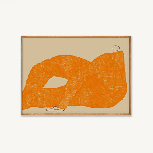 Orange Woman Lounging in Tasmanian Oak Frame | Atollo Printshop