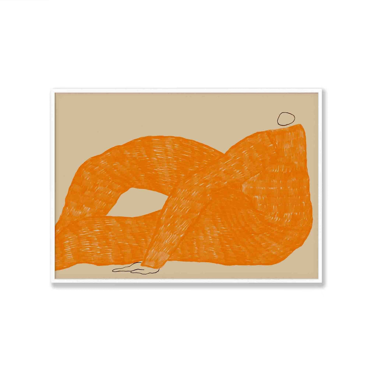 Orange Woman Lounging in Matte White Frame | Atollo Printshop