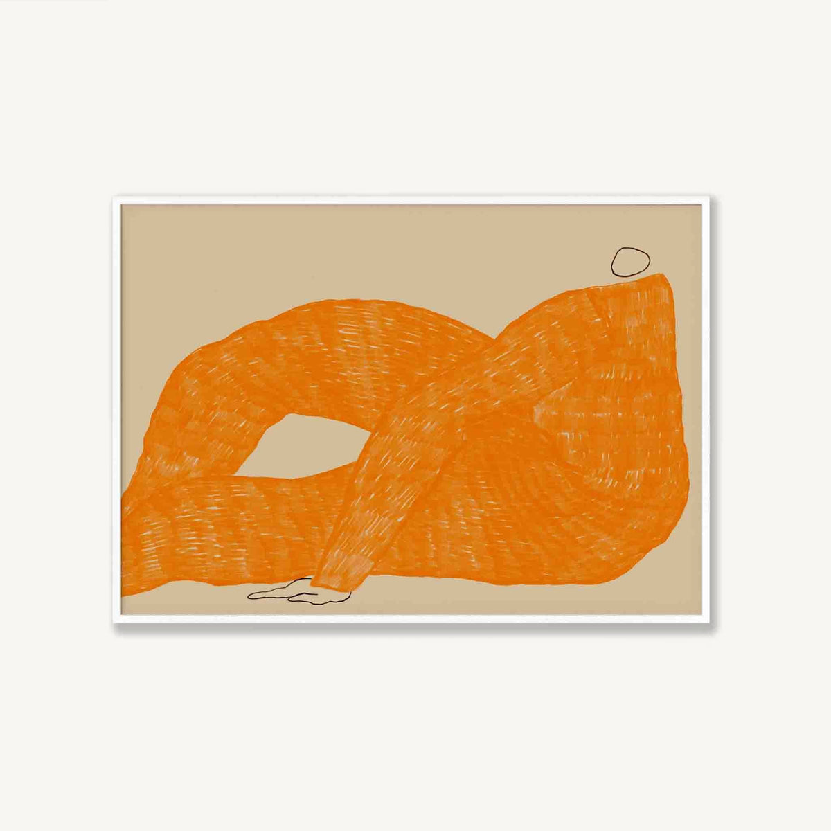 Orange Woman Lounging in Matte White Frame | Atollo Printshop