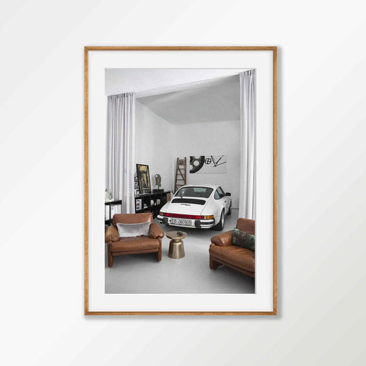 Porsche In Living Room Photography in Tasmanian Oak Frame | Atollo Printshop
