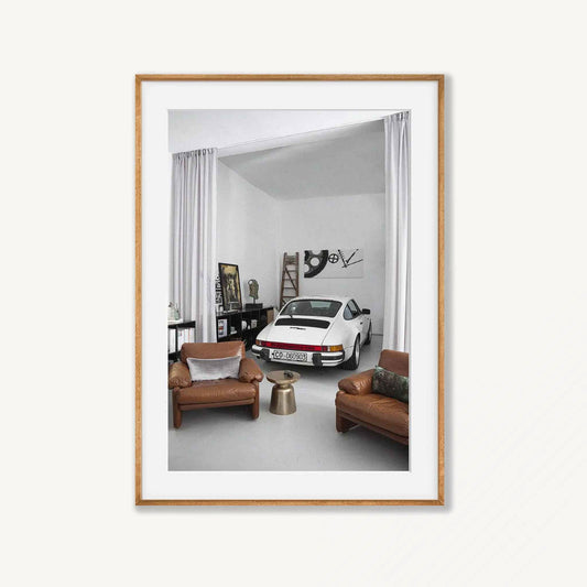 Porsche In Living Room Photography in Tasmanian Oak Frame | Atollo Printshop