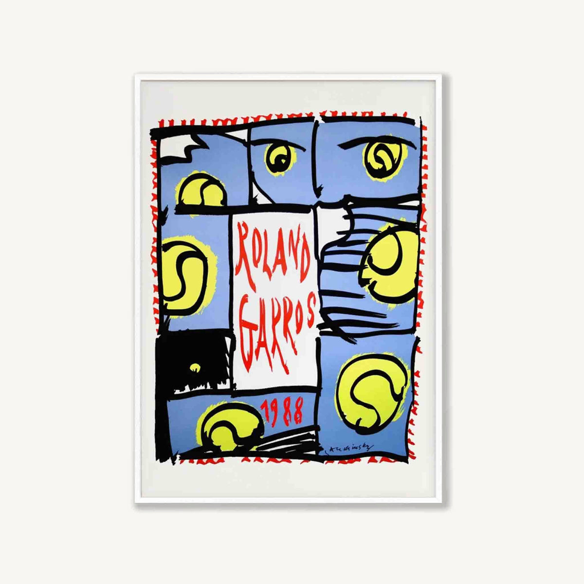 Roland Garros 1988 Tennis in Matte White Frame | Atollo Printshop