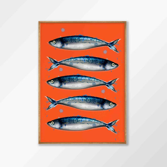 Orange Sardines in Tasmanian Oak Frame | Atollo Printshop