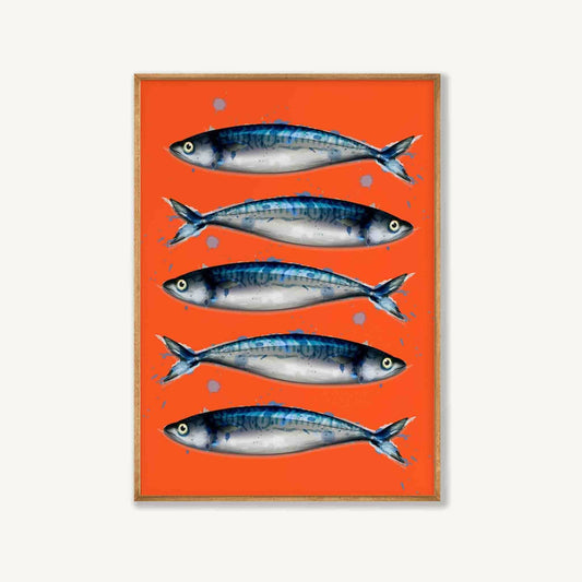 Orange Sardines in Tasmanian Oak Frame | Atollo Printshop