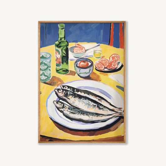 Sardines On Table in Tasmanian Oak Frame | Atollo Printshop