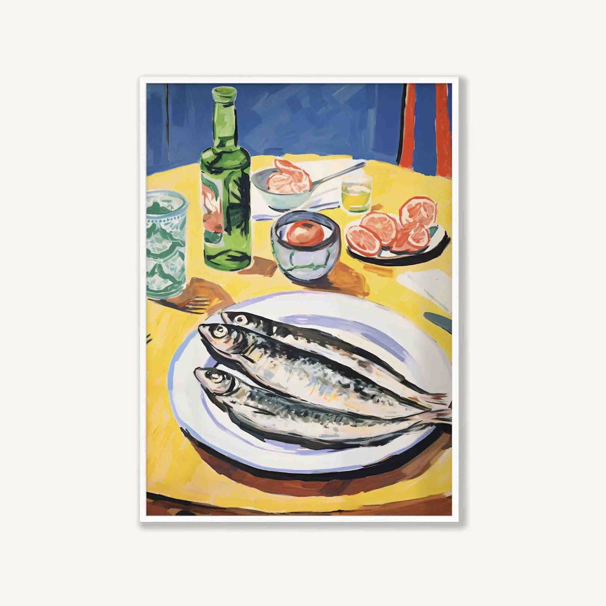 Sardines On Table in Matte White Frame | Atollo Printshop