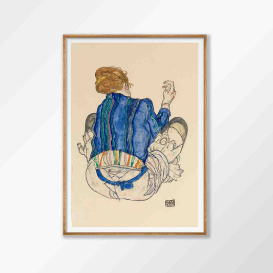 Egon Schiele – Seated Woman, Back Turned in Tasmanian Oak Frame | Atollo Printshop