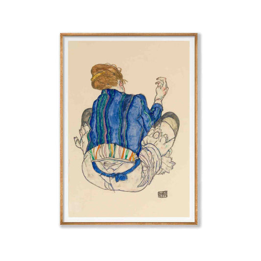 Egon Schiele – Seated Woman, Back Turned in Tasmanian Oak Frame | Atollo Printshop