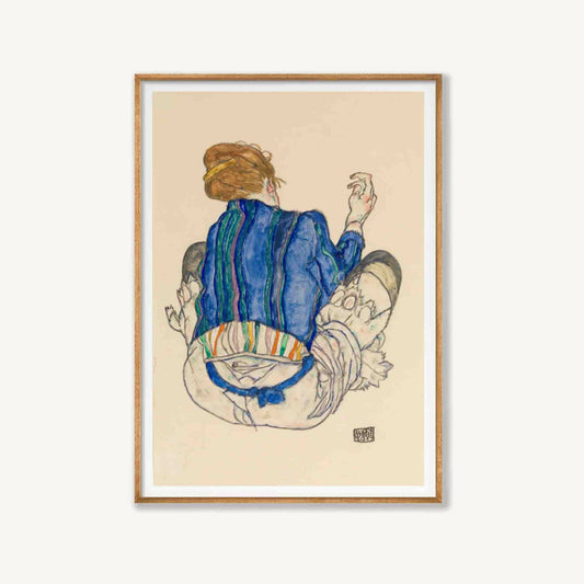 Egon Schiele – Seated Woman, Back Turned in Tasmanian Oak Frame | Atollo Printshop