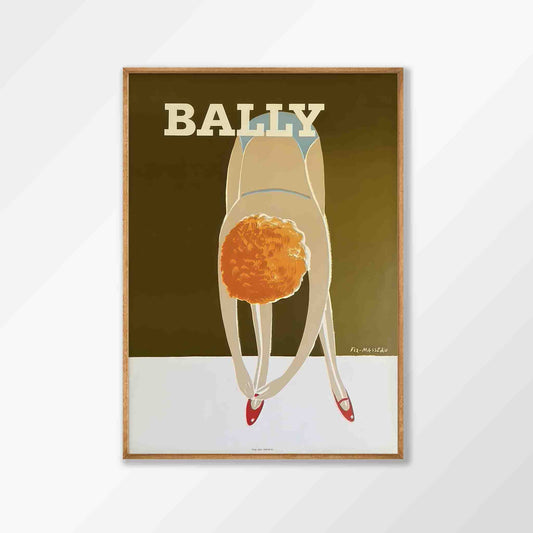 Bally Shoes Fix by Bernard Villemot in Tasmanian Oak Frame | Atollo Printshop