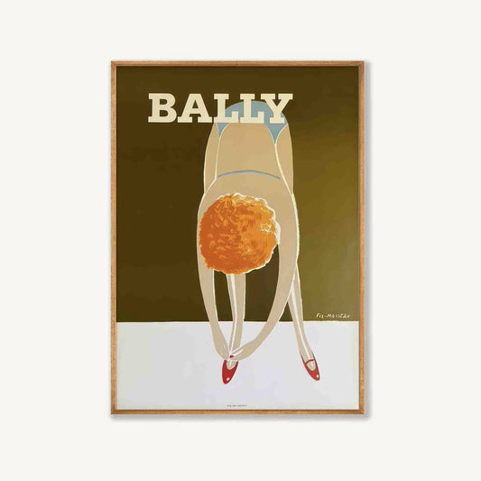 Bally Shoes Fix by Bernard Villemot in Tasmanian Oak Frame | Atollo Printshop