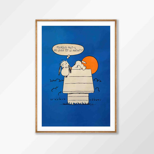 Sleepy Snoopy by Schulz in Tasmanian Oak Frame | Atollo Printshop