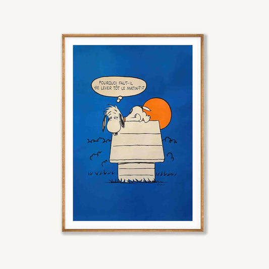 Sleepy Snoopy by Schulz in Tasmanian Oak Frame | Atollo Printshop