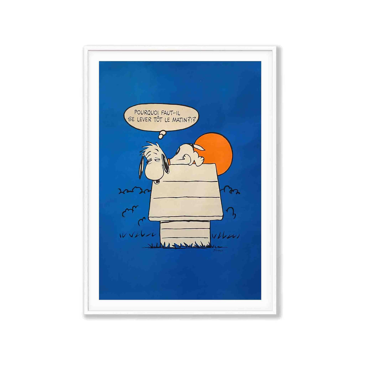 Sleepy Snoopy by Schulz in Matte White Frame | Atollo Printshop