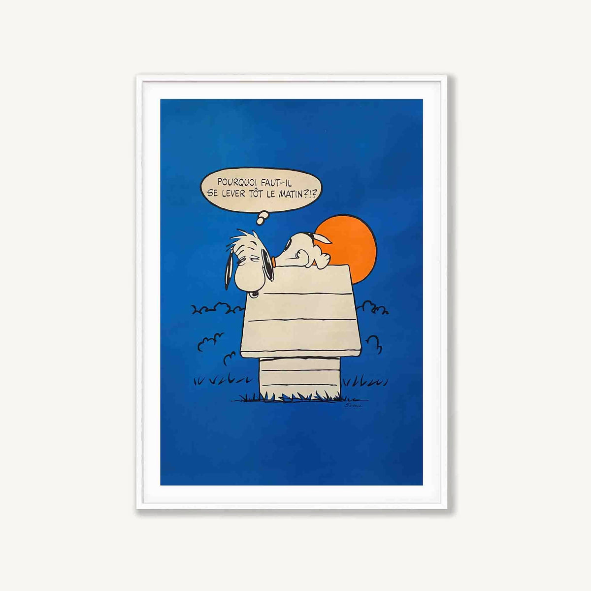 Sleepy Snoopy by Schulz in Matte White Frame | Atollo Printshop