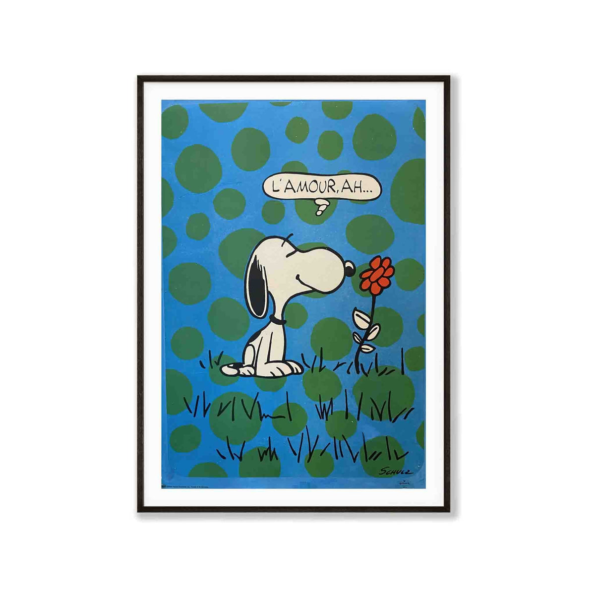 Snoopy Polka Dots Poster 'L'Amour, Ah' in Matte Black Frame | Atollo Printshop