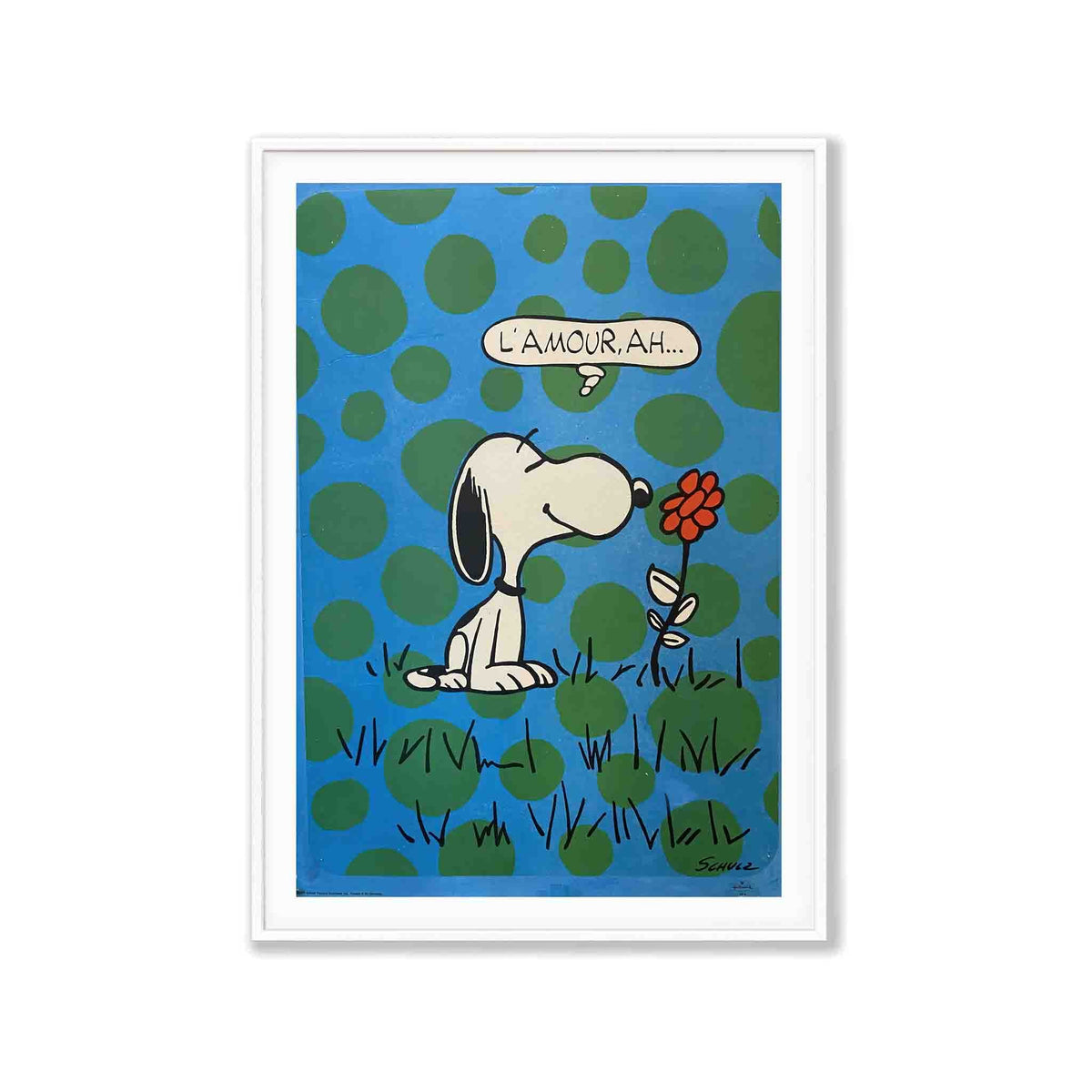 Snoopy Polka Dots Poster 'L'Amour, Ah' in Matte White Frame | Atollo Printshop