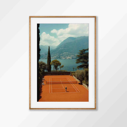 Tennnis In Lake Como in Tasmanian Oak Frame | Atollo Printshop