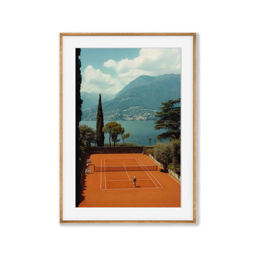 Tennnis In Lake Como in Tasmanian Oak Frame | Atollo Printshop