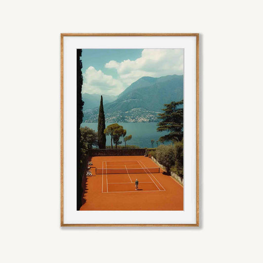 Tennnis In Lake Como in Tasmanian Oak Frame | Atollo Printshop