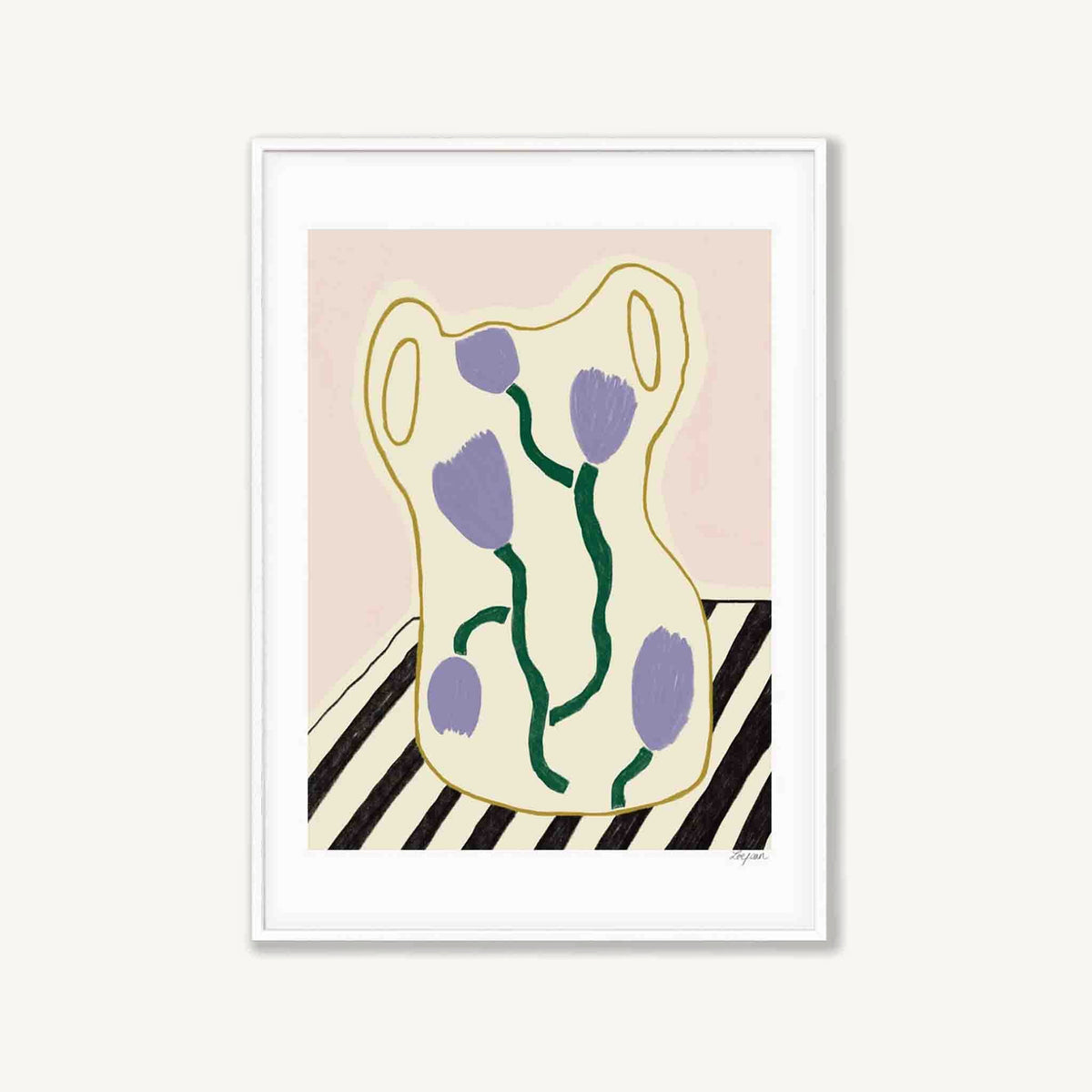 Tulips In Vase in Matte White Frame | Atollo Printshop