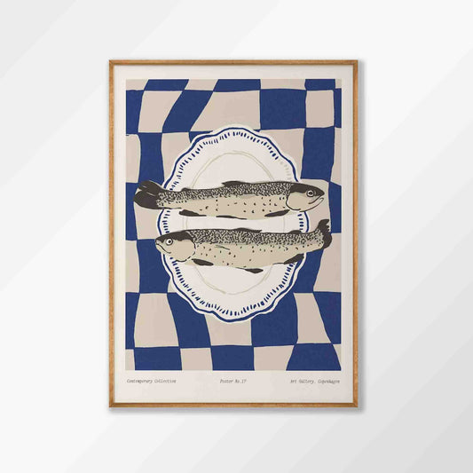 Two Sardines On A Plate in Tasmanian Oak Frame | Atollo Printshop