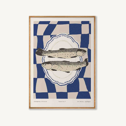 Two Sardines On A Plate in Tasmanian Oak Frame | Atollo Printshop