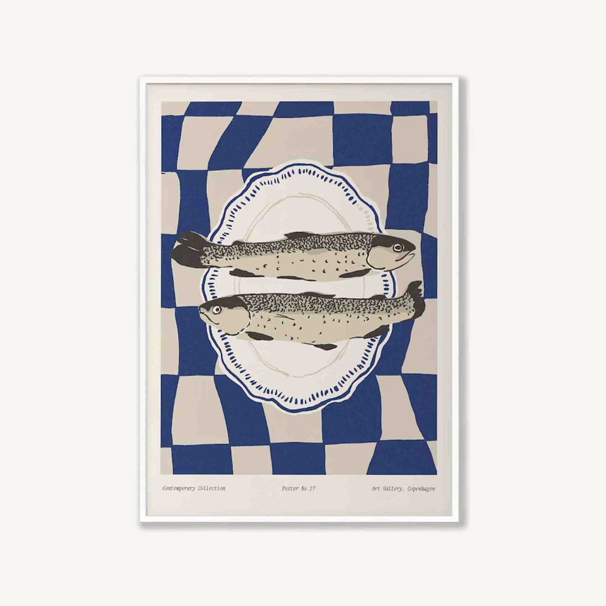 Two Sardines On A Plate in Matte White Frame | Atollo Printshop