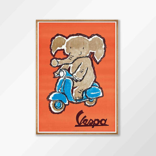 Vespa Elephant by Sandro Scarsi in Tasmanian Oak Frame | Atollo Printshop