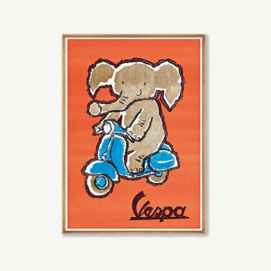 Vespa Elephant by Sandro Scarsi in Tasmanian Oak Frame | Atollo Printshop