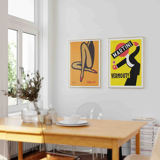 Martini & Bally Vintage Poster Set Framed Art Print | Atollo Printshop