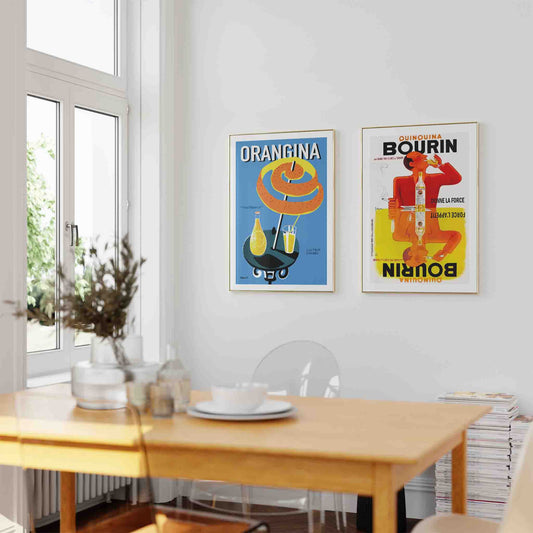 Bourin & Orangina Vintage Poster Set Framed Art Print | Atollo Printshop