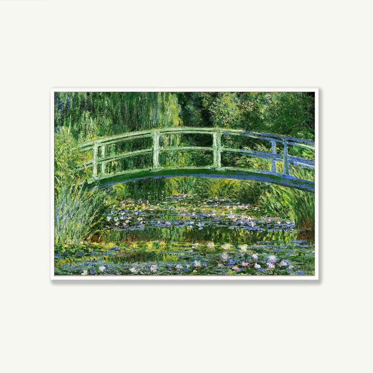 Claude Monet – Water Lilies & Japanese Bridge in Matte White Frame | Atollo Printshop