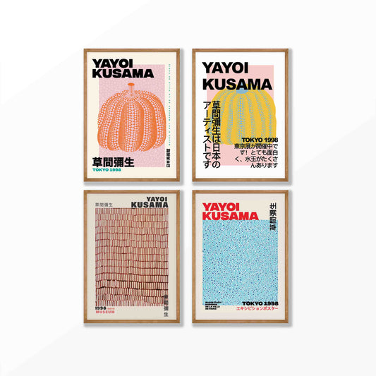 Yayoi Kusama – Gallery Wall Set Of Four in Tasmanian Oak Frame | Atollo Printshop