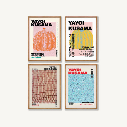 Yayoi Kusama – Gallery Wall Set Of Four in Tasmanian Oak Frame | Atollo Printshop