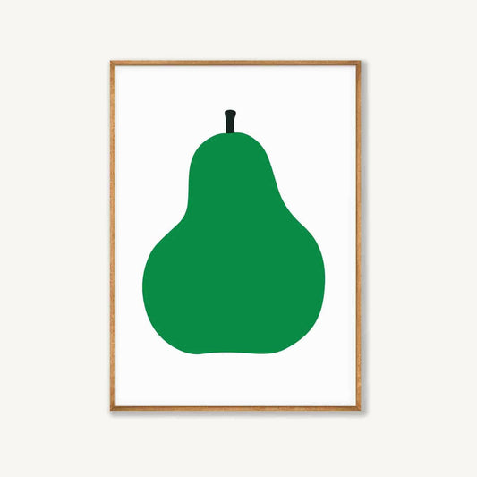 Enzo Mari – Green Pear in Tasmanian Oak Frame | Atollo Printshop