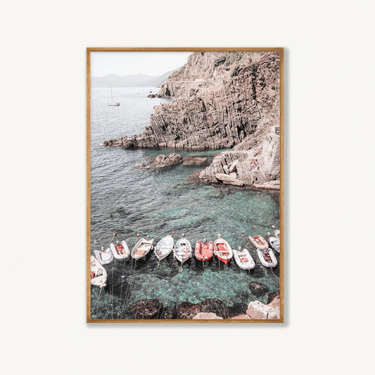 Amalfi Boats in Tasmanian Oak Frame | Atollo Printshop