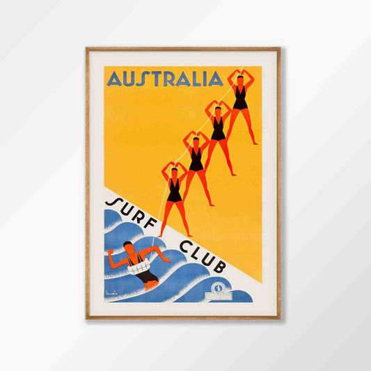 Australia Surf Club in Tasmanian Oak Frame | Atollo Printshop