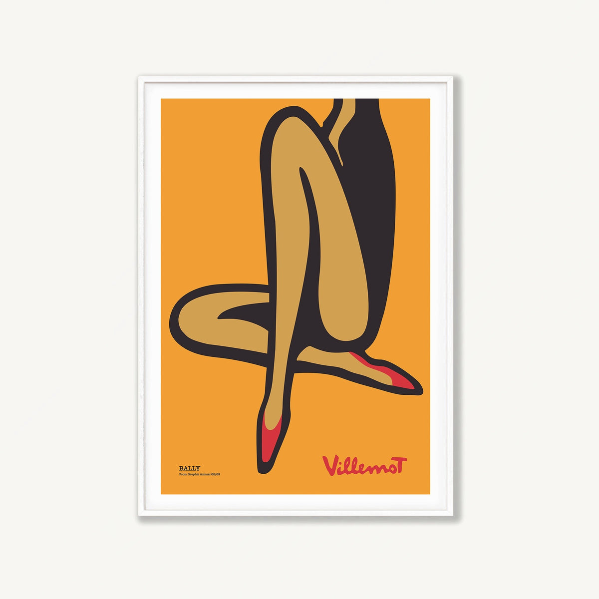 Bally Legs by Bernard Villemot in Matte White Frame | Atollo Printshop