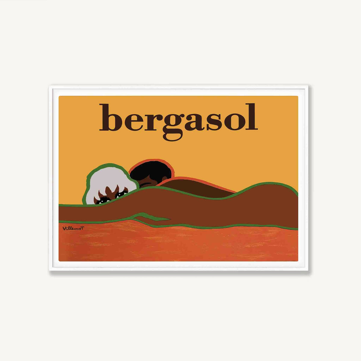 Bergasol by Bernard Villemot in Matte White Frame | Atollo Printshop