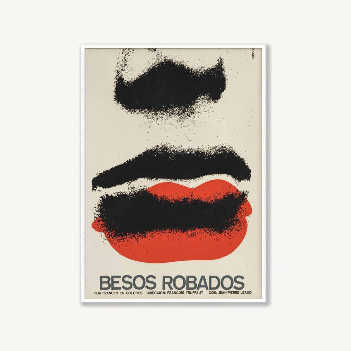 Besos Robados French Movie Poster 1968 in Matte White Frame | Atollo Printshop