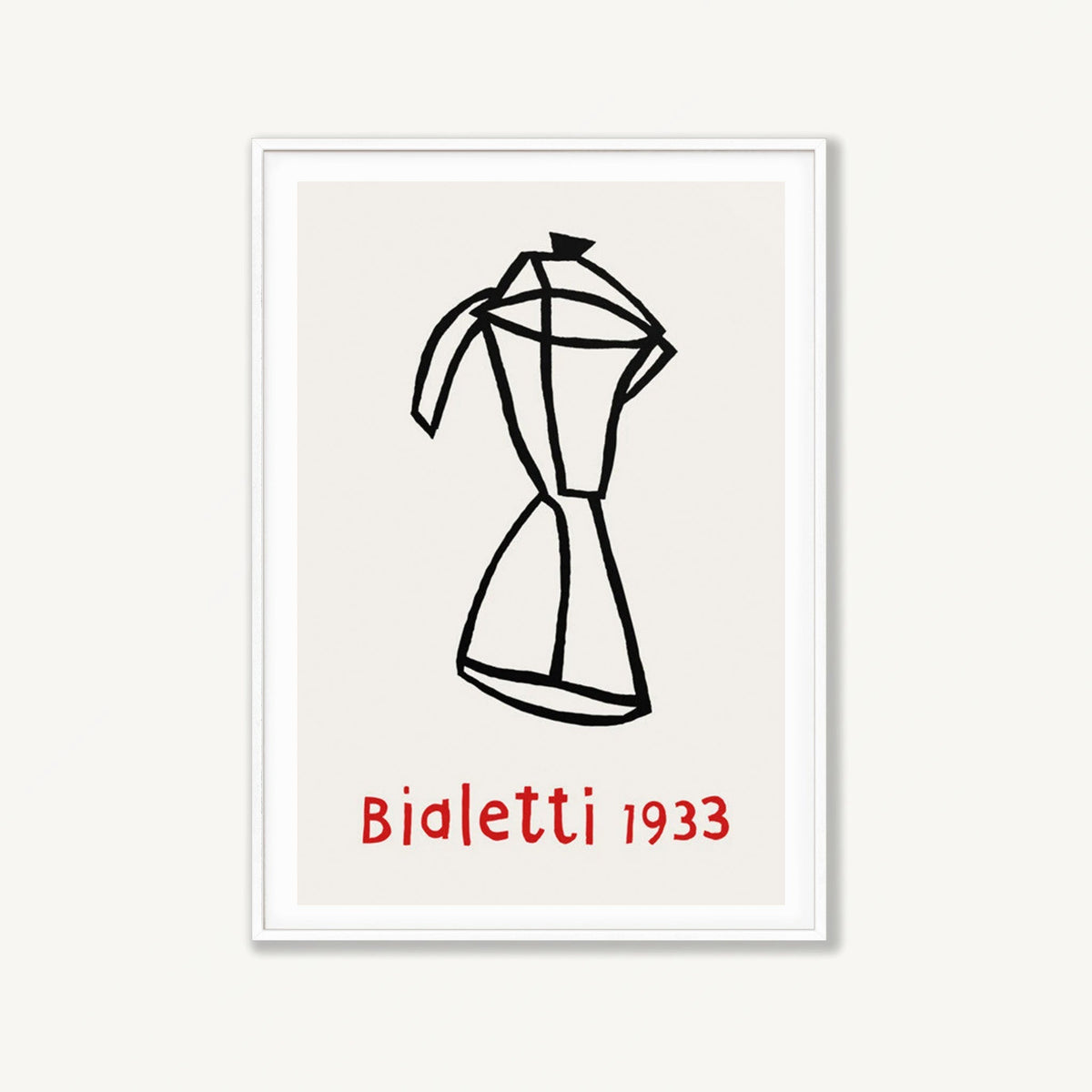 Bialetti 1933 by Klaas Gubbels Minimal in Matte White Frame | Atollo Printshop