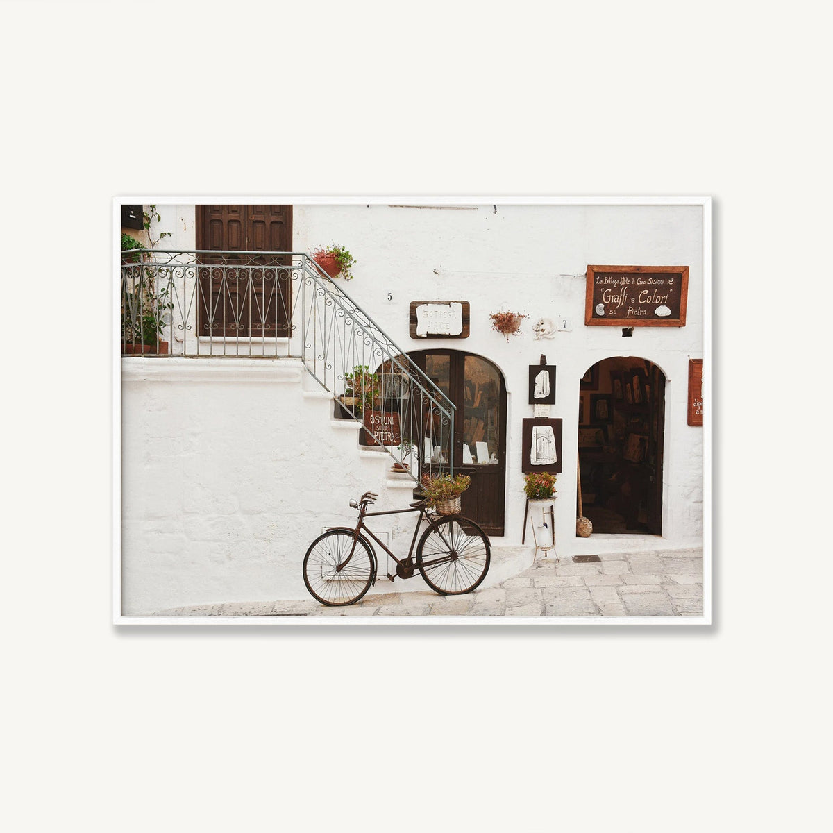 Biking in Tuscany in Matte White Frame | Atollo Printshop