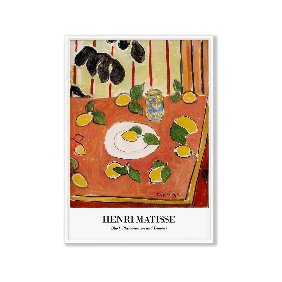 Henri Matisse – Black Philodendron and Lemons in Matte White Frame | Atollo Printshop