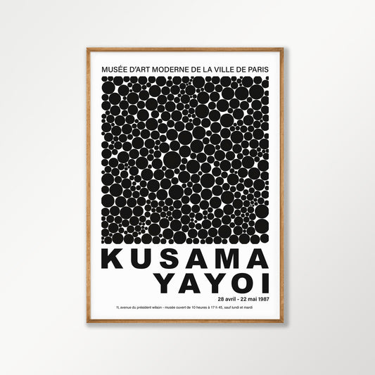 Yayoi Kusama β Black Polka Dots in Tasmanian Oak Frame | Atollo Printshop