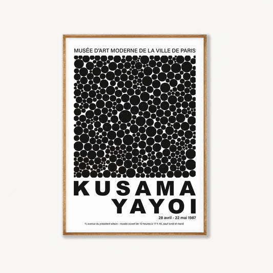 Yayoi Kusama – Black Polka Dots in Tasmanian Oak Frame | Atollo Printshop