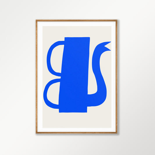 Abstract Blue Water Jug in Tasmanian Oak Frame | Atollo Printshop
