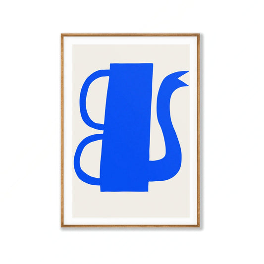 Abstract Blue Water Jug in Tasmanian Oak Frame | Atollo Printshop