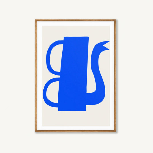 Abstract Blue Water Jug in Tasmanian Oak Frame | Atollo Printshop